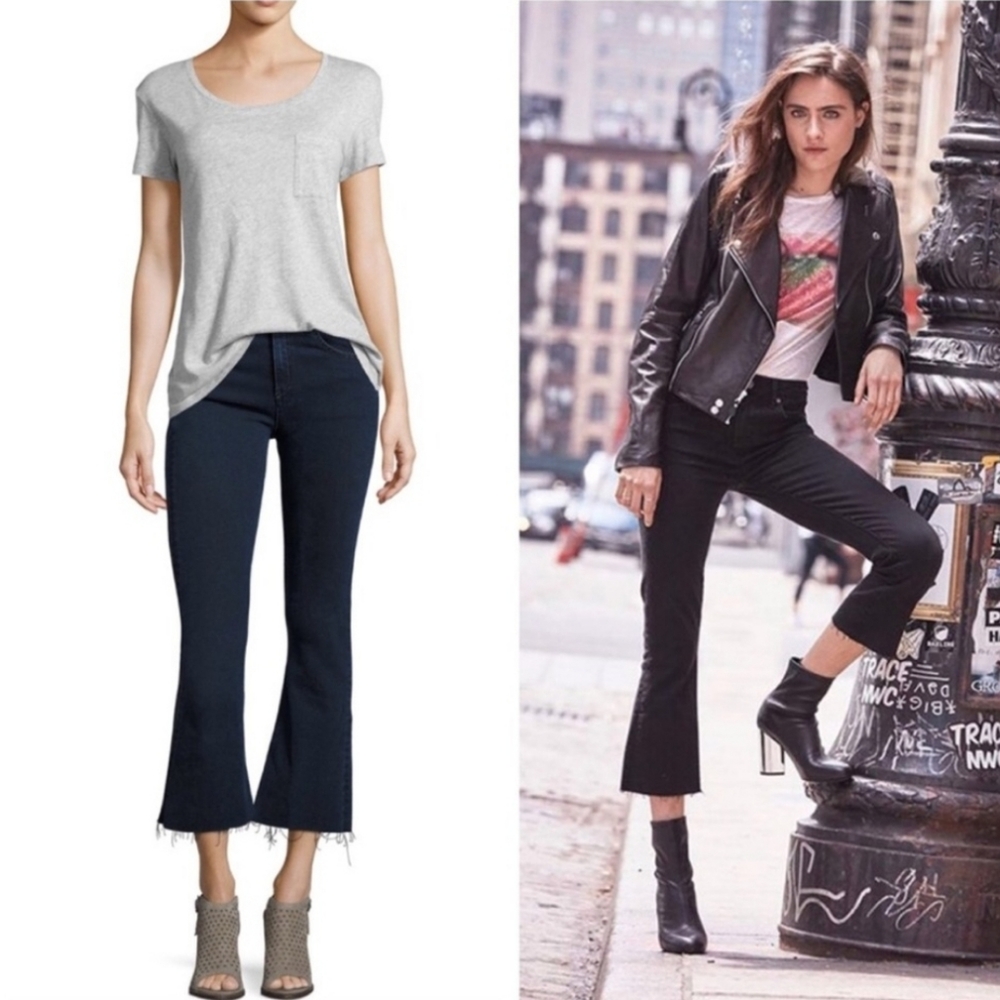 Rag & Bone Womens 10" Crop Flare Jeans Dune Wash Dark Blue Denim   Sz 26